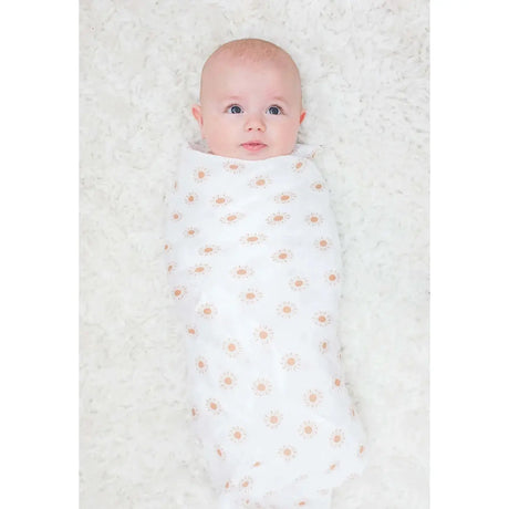 2 pack of cotton swaddles - rainbow/suns | lulujo