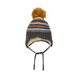 Baby Earflap Winter Hat Grey, Yellow And Blue Striped | DEUX PAR DEUX - DEUX PAR DEUX