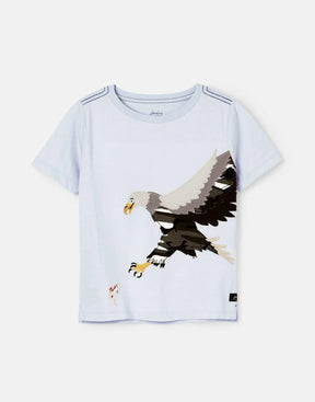 Joules Archie Blue Eagle Applique T-Shirt: front view with large eagle applique