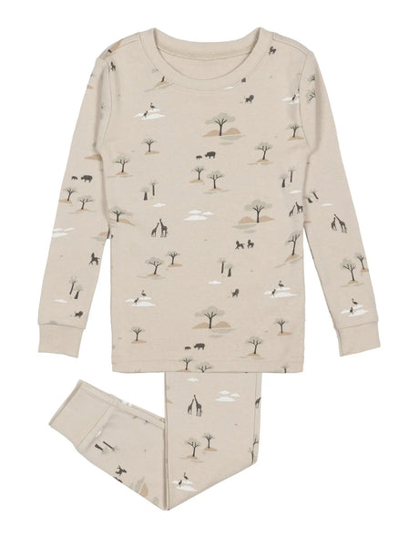 Boy's 2-Piece Serengeti-Print Pyjama Set - Sand | Petit Lem - Jenni Kidz