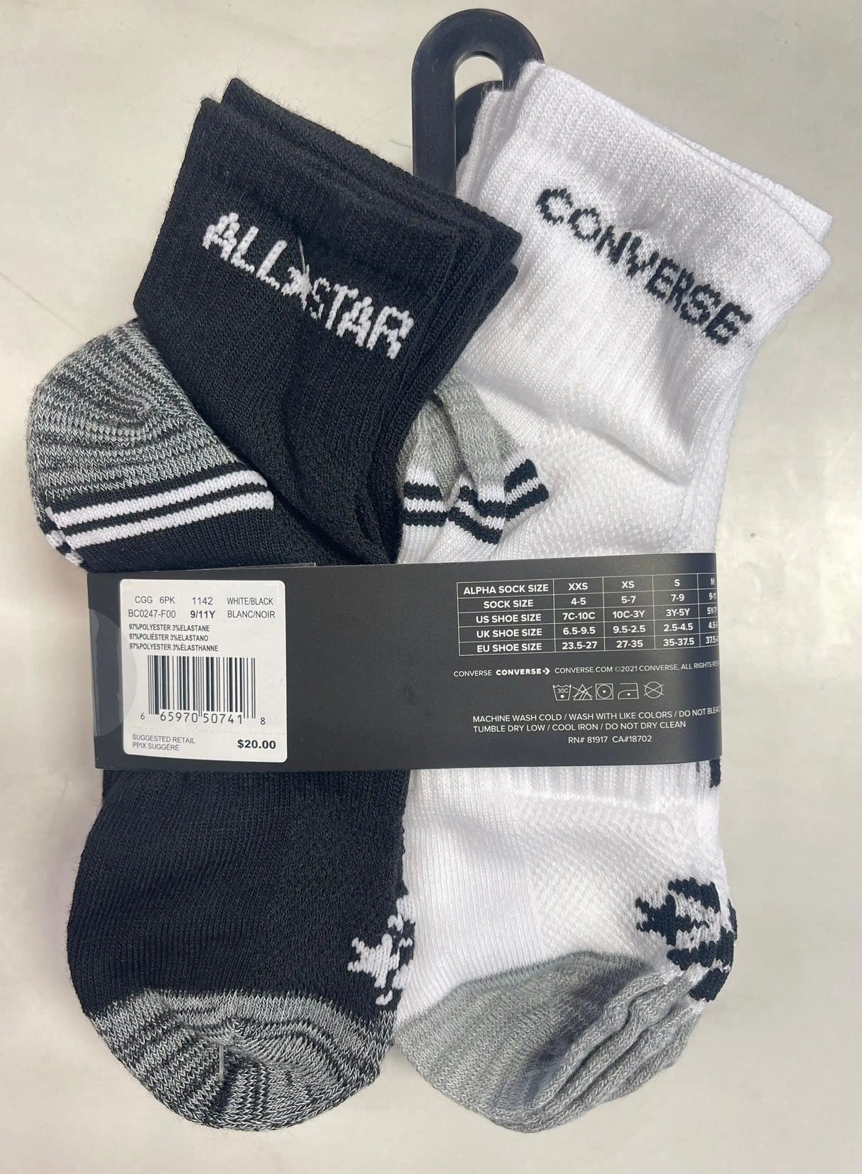 Boys' 6 Pack Quarter Socks | Converse - Jenni Kidz