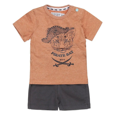 Boys Baby Set T-shirt With Shorts Rust Brown Grey | Dirkje - Jenni Kidz