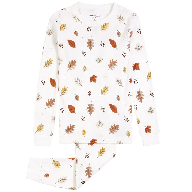 Foliage Print on Off-White Pyjama Set | Petit Lem - Jenni Kidz