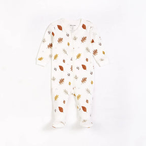 Petit Lem baby girl Foliage off-white organic cotton footed sleeper – front view