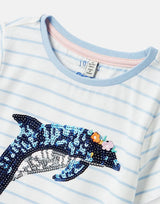 Girls Astra DOLPHIN STRIPE Artwork Top | Joules - Jenni Kidz