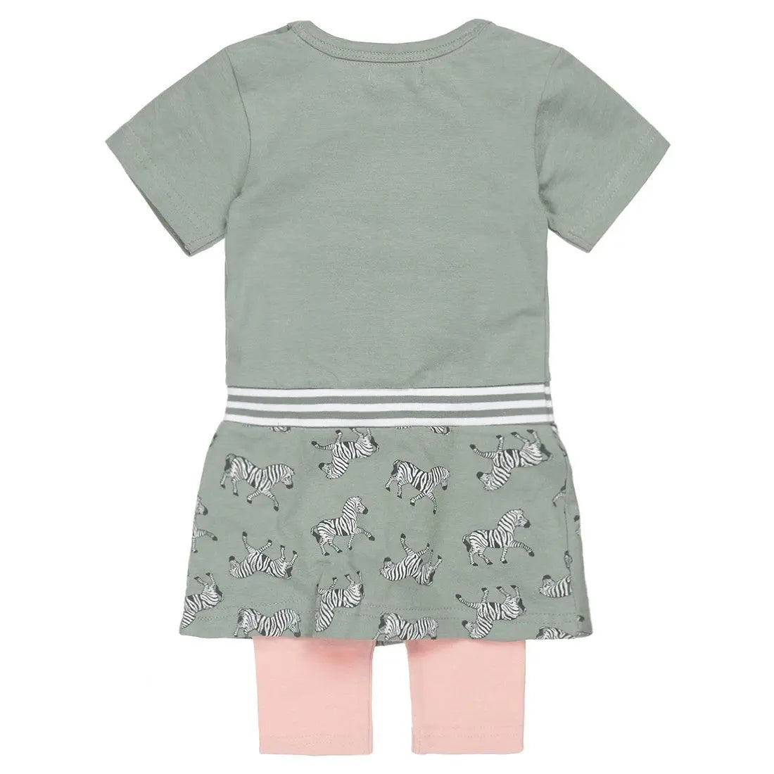 Girls Baby Set With Dress and Legging Green Zebra | Dirkje - Jenni Kidz