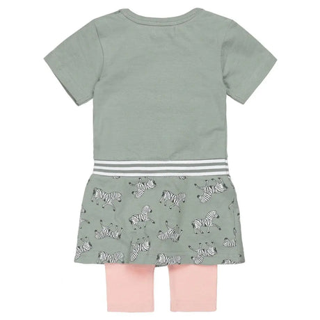 Girls Baby Set With Dress and Legging Green Zebra | Dirkje - Jenni Kidz