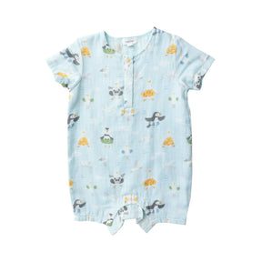 Angel Dear Shorebirds cotton muslin Henley shortall front view