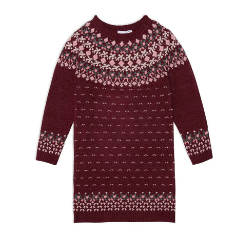 Knitted Long Sleeve Dress Burgundy And Pink | DEUX PAR DEUX - DEUX PAR DEUX