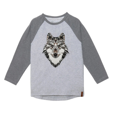 Long Sleeve Raglan Jersey Top With Wolf Print | DEUX PAR DEUX - Jenni Kidz