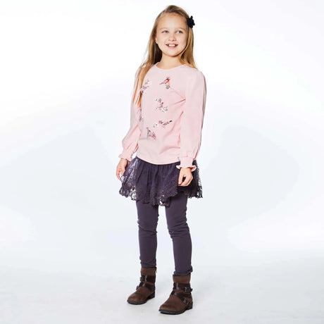 Long Sleeve Top With Ruching Silver Pink | DEUX PAR DEUX - Jenni Kidz