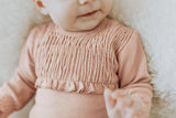 Organic Smocked Bodysuit in Rosewater | Lovedbaby - Jenni Kidz