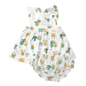 Angel Dear Potted Plants bamboo pinafore set front view