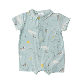 Angel Dear Moon Cubs bamboo polo shortie for baby boys front view