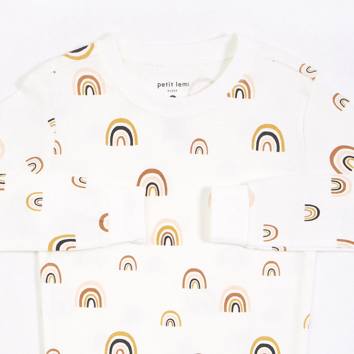 Rainbows Print on Off-White Pyjama Set | Petit Lem - Jenni Kidz