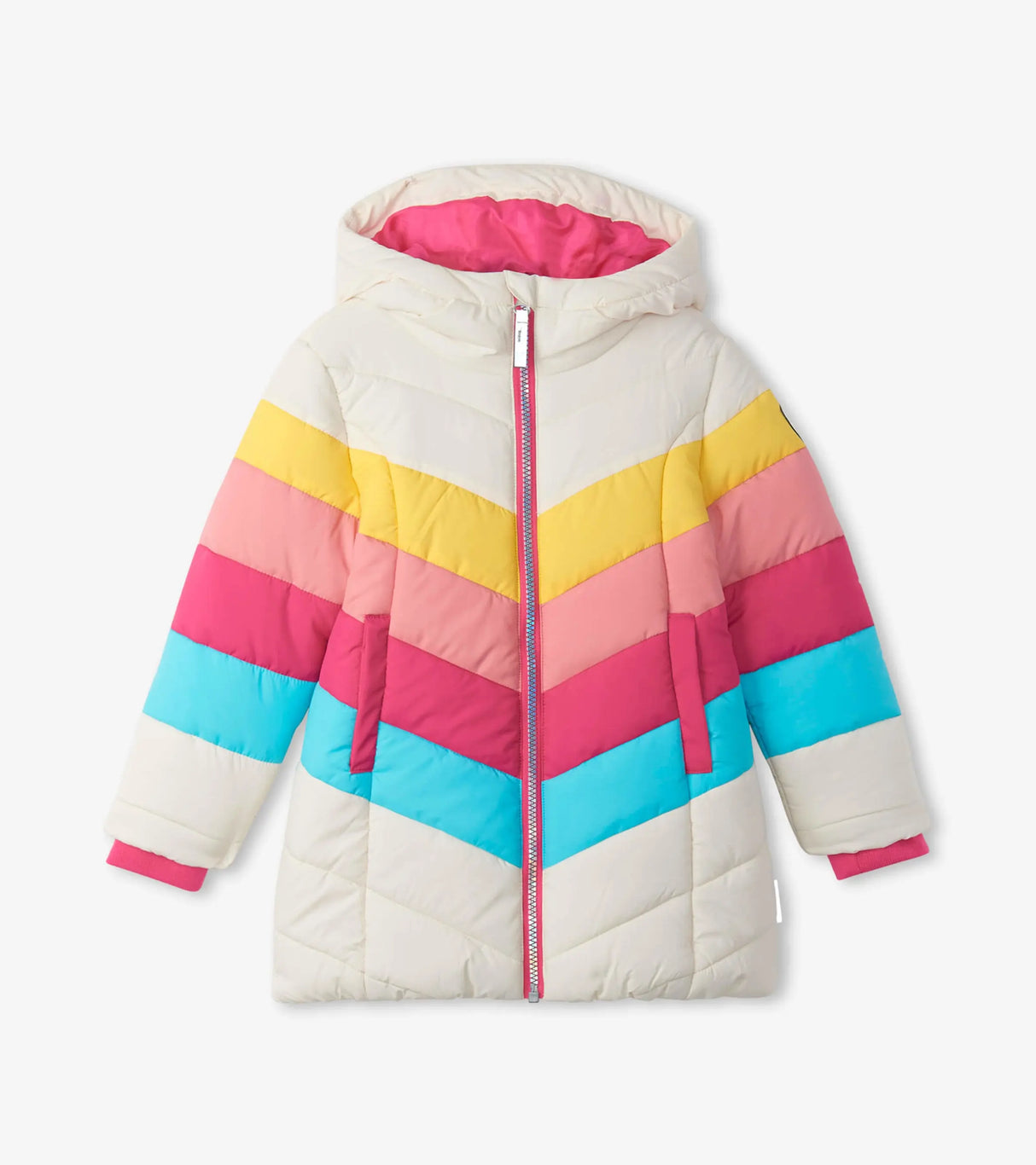 Retro Rainbow Stripes Puffer Jacket | Hatley - Jenni Kidz