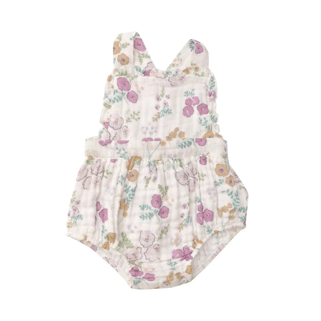 Ruffle Bib Sunsuit - Dreamy Meadow Floral | Angel Dear - Jenni Kidz