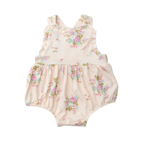 Angel Dear Shade Garden Ditsy bamboo ruffle bib sunsuit front view