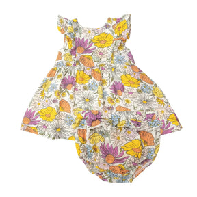 Angel Dear Wildflowers cotton muslin ruffle dress front view