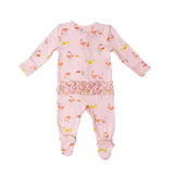 Ruffle Front Zipper Footie - Boardwalk Flamingos | Angel Dear - Jenni Kidz