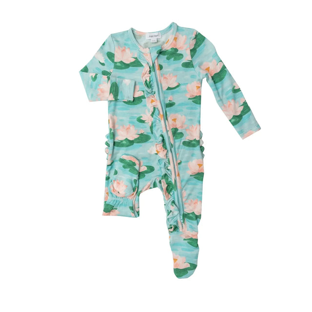 Ruffle Front Zipper Footie - Lily Pads | Angel Dear - Jenni Kidz