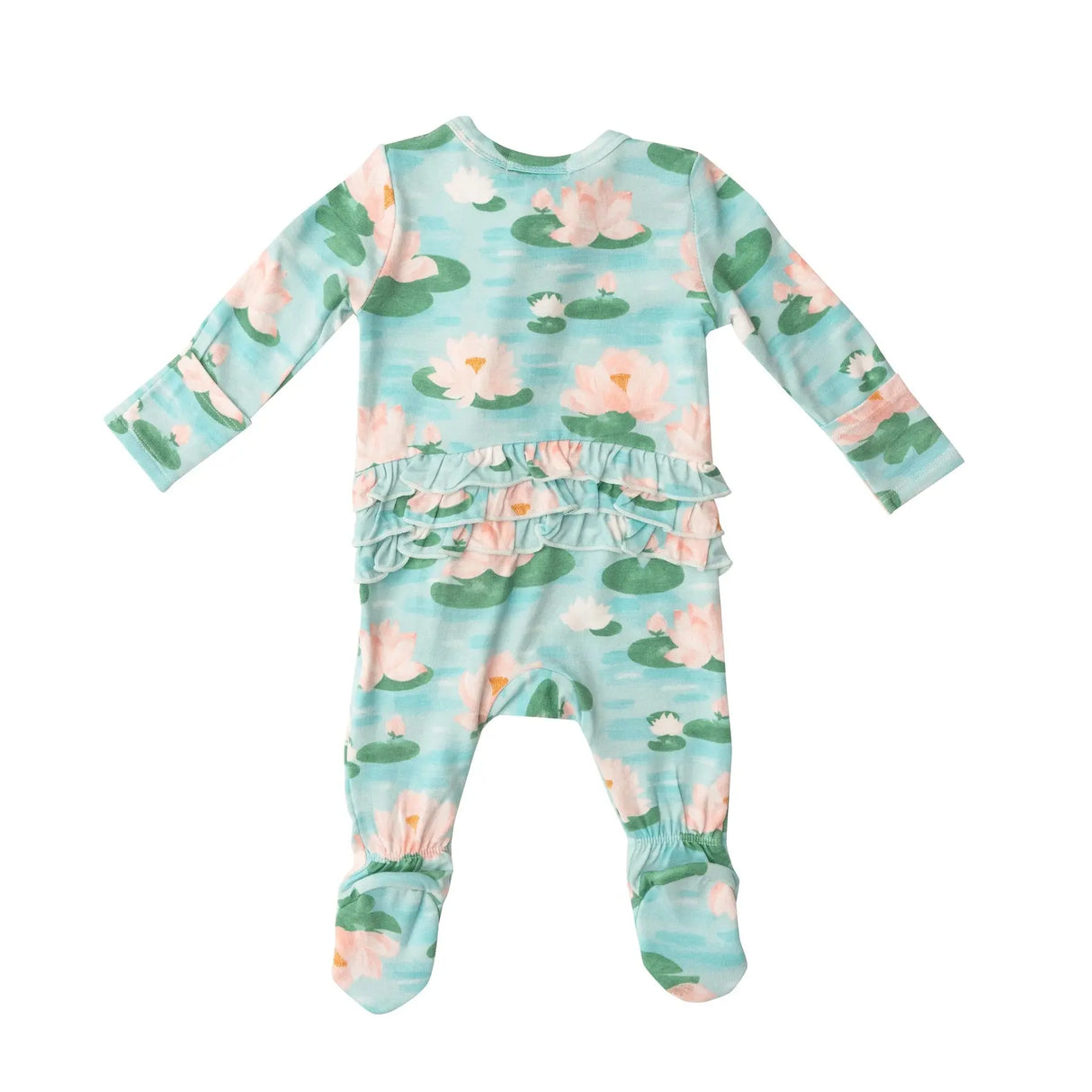 Ruffle Front Zipper Footie - Lily Pads | Angel Dear - Jenni Kidz