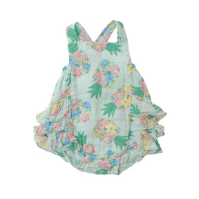 Angel Dear Pretty Pineapples cotton muslin ruffle sunsuit for baby girls, image 1