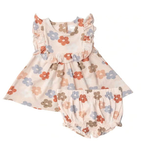 Angel Dear Daisy Hearts bamboo ruffle top and bloomer set, image 1