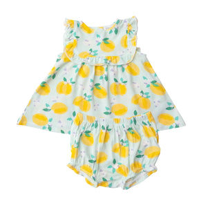 Angel Dear Lemons bamboo ruffle top and bloomer set, image 1
