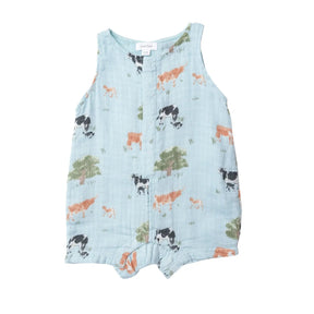 Angel Dear Cows cotton muslin shortie romper for baby boys, image 1