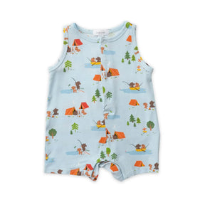 Angel Dear Fishing Animals cotton muslin shortie romper for baby boys, image 1