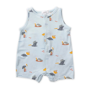 Angel Dear Pelicans cotton muslin shortie romper for baby boys, image 1
