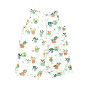 Angel Dear Potted Plants cotton muslin shortie romper for baby boys, image 1