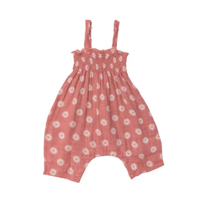 Angel Dear Daisy Dot cotton muslin smocked romper for baby girls, image 1