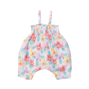 Angel Dear Orchid cotton muslin smocked romper for baby girls