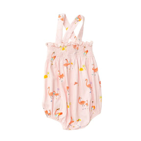 Angel Dear Boardwalk Flamingos bamboo smocked sunsuit for baby girls, image 1