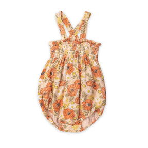 Angel Dear Desert Poppies cotton muslin smocked sunsuit for baby girls, image 1