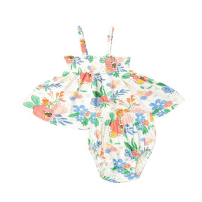 Angel Dear Floral Posy bamboo smocked top and bloomer set for baby girls, image 1