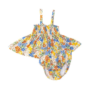 Angel Dear Happy Ditsy cotton muslin smocked top and bloomer set for baby girls, image 1