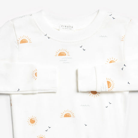 Sunrise Print on Off-White Infant Pajama Set | Petit Lem - Petit Lem