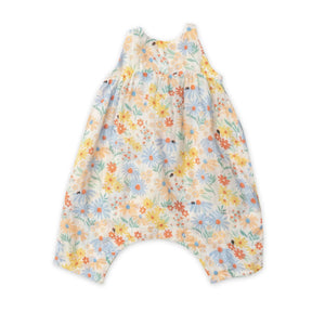 Angel Dear Coneflower Pink cotton muslin tie back romper for baby girls, image 1