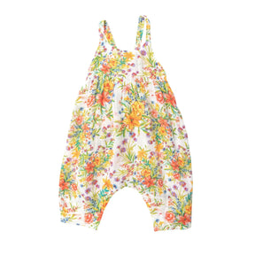 Angel Dear Garden Joy Pink cotton muslin tie back romper for baby girls, image 1