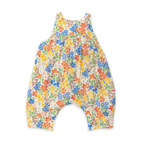 Angel Dear Happy Ditsy Pink cotton muslin tie back romper for baby girls, image 1