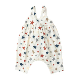 Angel Dear Stars Pink organic cotton tie back romper for baby girls, image 1