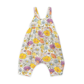 Angel Dear Wildflowers Pink cotton muslin tie back romper for baby girls, image 1