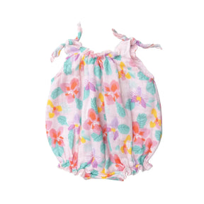 Angel Dear Orchid cotton muslin tie shoulder sunsuit for baby girls, image 1