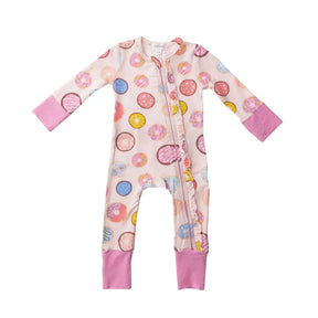 Angel Dear Donuts Pink bamboo zipper romper for baby girls - image 1