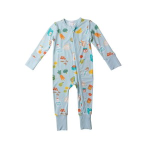 Angel Dear Groceries Blue bamboo zipper romper for baby boys - image 1