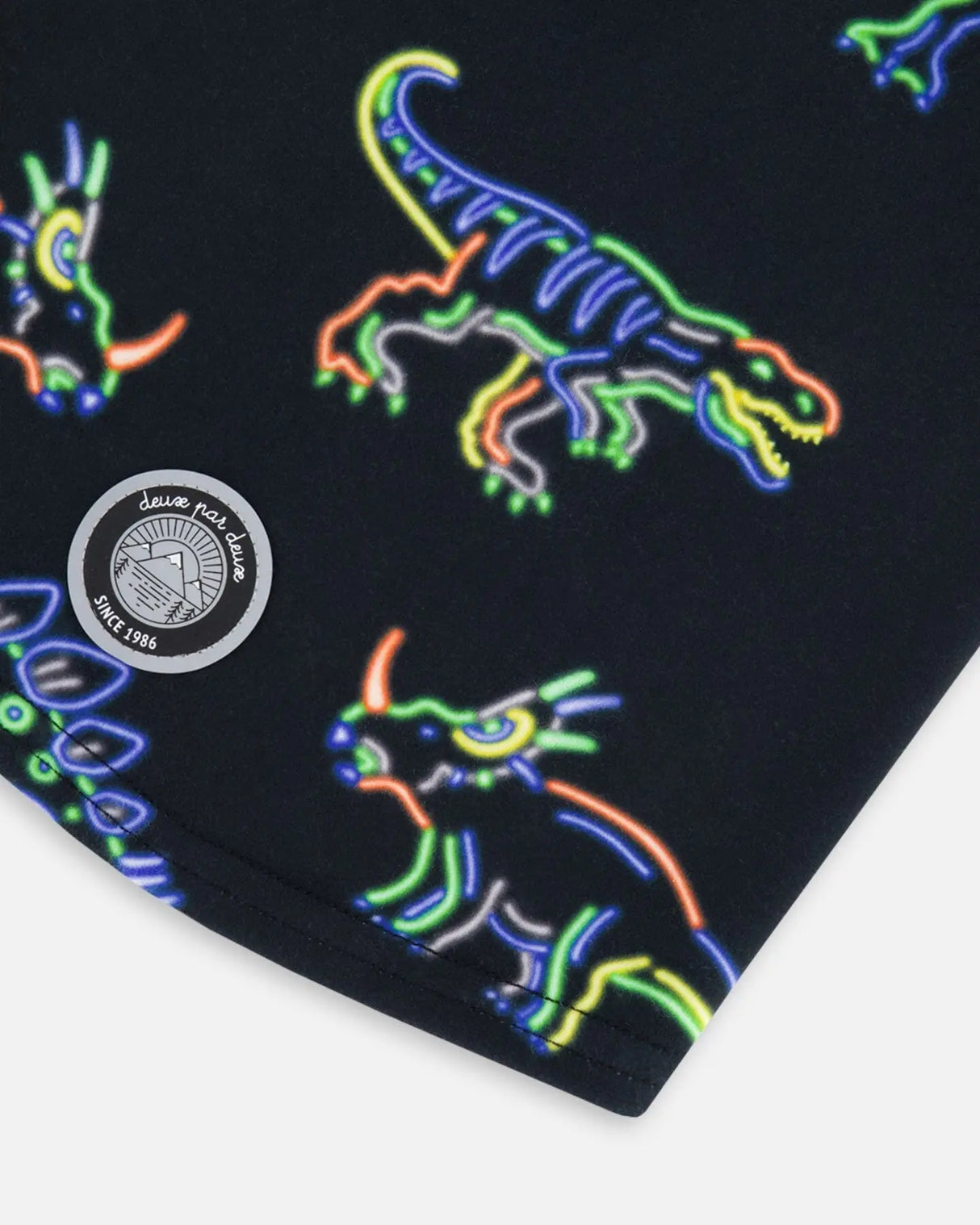 Jersey Balaclava Black Printed Neon Dino | Deux par Deux | Jenni Kidz