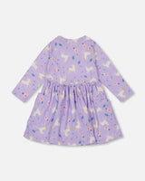 Jersey Dress With Pockets Lilac Unicorn Print | Deux par Deux | Jenni Kidz